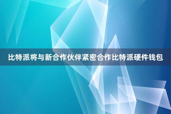 比特派将与新合作伙伴紧密合作比特派硬件钱包