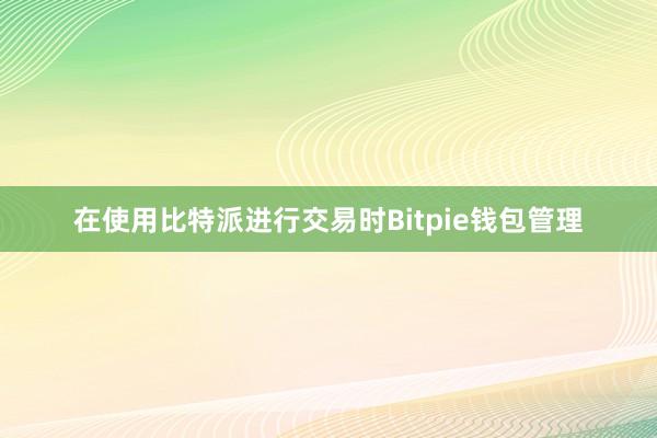 在使用比特派进行交易时Bitpie钱包管理