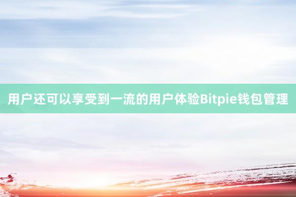 用户还可以享受到一流的用户体验Bitpie钱包管理