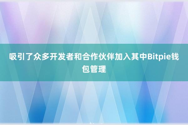 吸引了众多开发者和合作伙伴加入其中Bitpie钱包管理