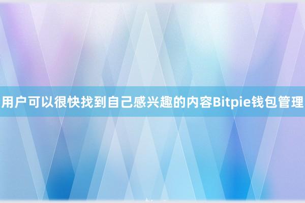 用户可以很快找到自己感兴趣的内容Bitpie钱包管理