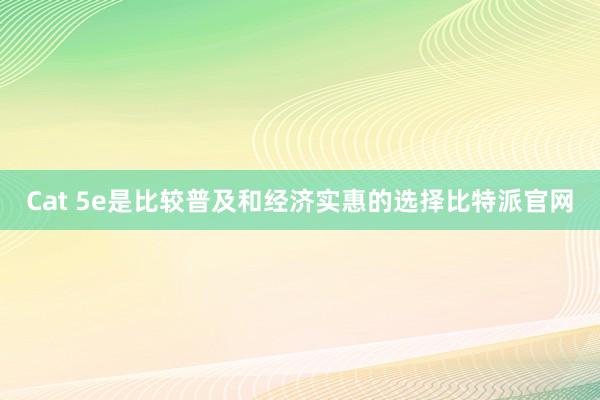 Cat 5e是比较普及和经济实惠的选择比特派官网