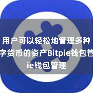 用户可以轻松地管理多种数字货币的资产Bitpie钱包管理