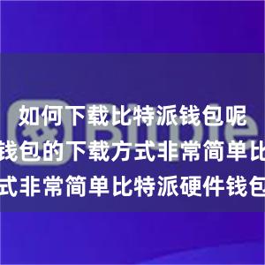 如何下载比特派钱包呢？比特派钱包的下载方式非常简单比特派硬件钱包